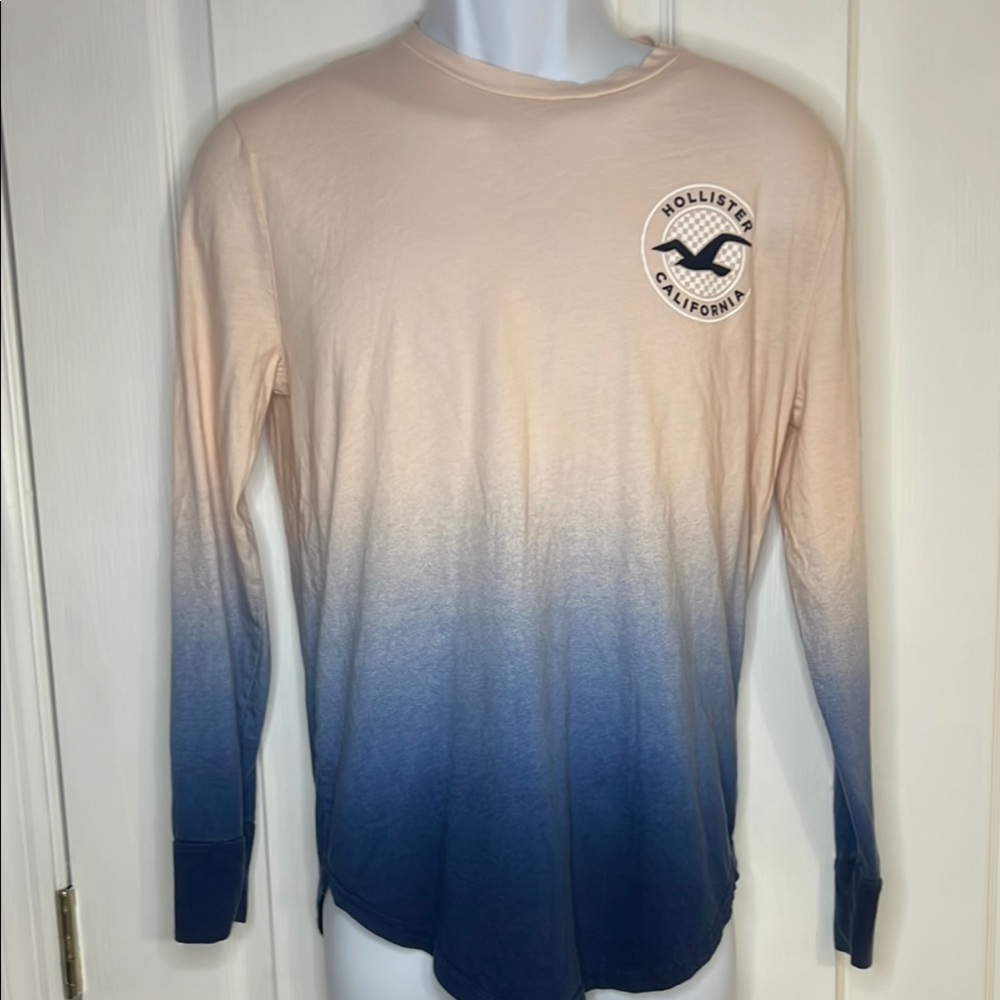 Hollister Men's Blue and Cream Ombre Shirt